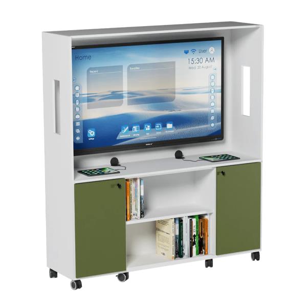 CARRELLO MULTIMEDIALE CON MODULI DI RICARICA DISPOSITIVI E RETRO SCRIVIBILE                    MONITOR NON INCLUSO                     DIM.CM.180X50X197H