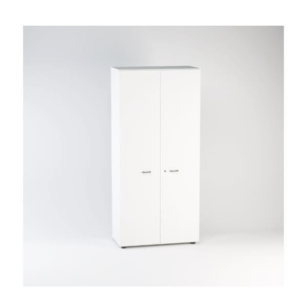 HIGH BOOKCASE WITH WOODEN DOORS WITH LOCK. DIM.CM.90X46,3X196,7H WHITE