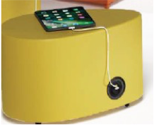 APPLICAZIONE FORO SU POUFF E PRESA AD INCASSO DIAM.MM.80: 1 SPORTELLINO RICARICA WIRELESS - 1 PRESA SCHUKO - 1 USB A CHARGING MAX. 2,4 A BIANCO O NERO