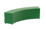 PADDED BENCH CURVED 60°, COVERED IN COLORED LEATHER DIM. INT. SIDE CM.160 – EXT. SIDE CM.200x40x50h