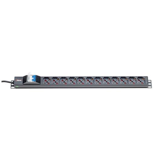 PDU 1U 12 UNIVERSAL SOCKETS WITH MAGNETIC SWITCH