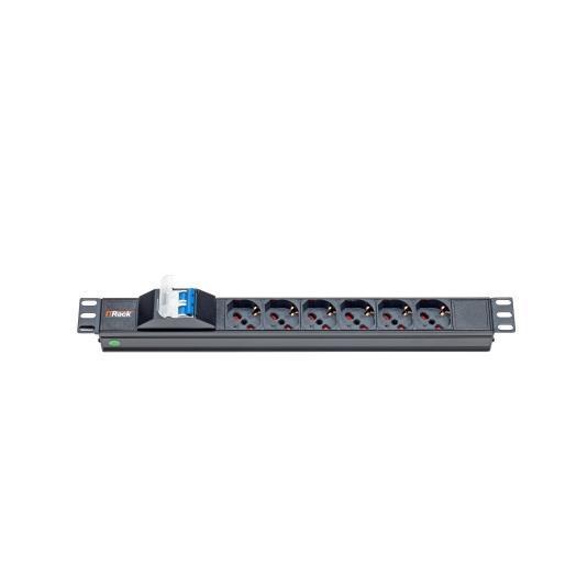 PDU 1U 6 UNIVERSAL SOCKETS WITH MAGNETIC SWITCH