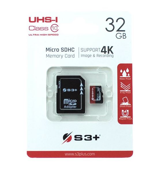 32GB S3+ MICROSD WITH SD ADAPTOR