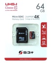 64GB S3+ MICROSD WITH SD ADAPTOR