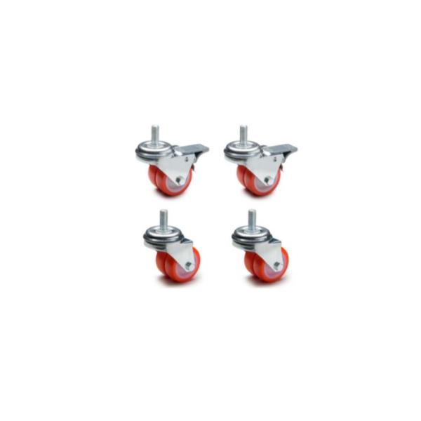 SET OF 4 WHEELS (2 WITH BRAKE 2 WITHOUT)