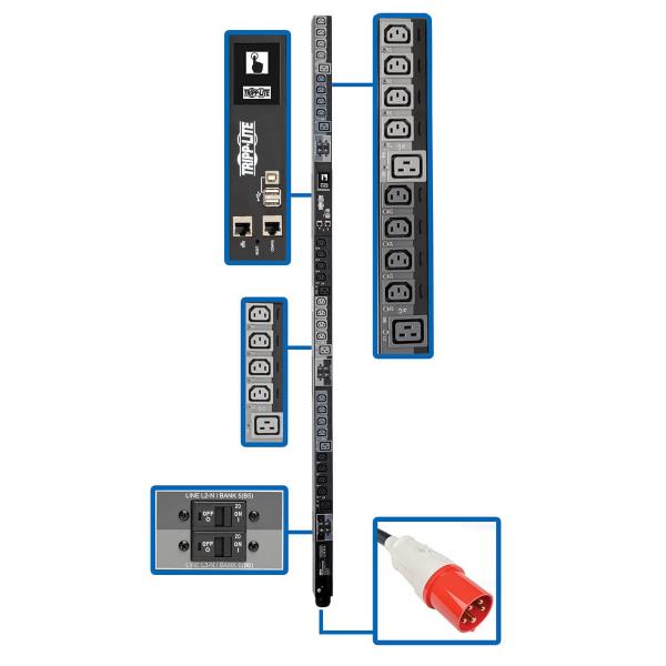 28.8KW 220-240V 3PH SWITCHED PDU -