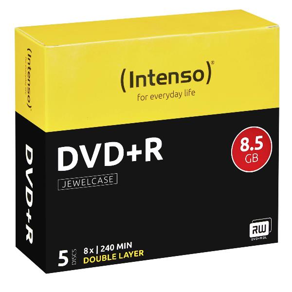 DVD+R 8.5GB 8X JEWEL CASE 5 PCS.