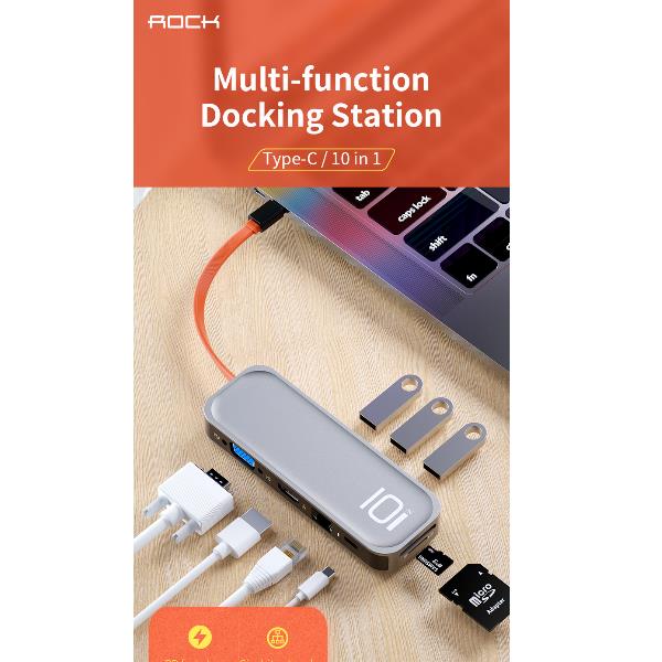 ROCK-HUB USB C AD HDMI/VGA 10 IN 1