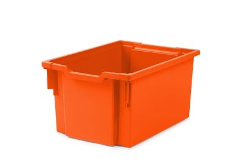 SMALL ORANGE POLYPROPYLENE TRAY COMPLETE WITH SLIDING METAL GUIDES DIM.31.2X43X22.5H CM