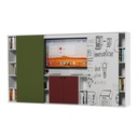 MULTIMEDIA LIBRARY WITH CHARGING MODULES, DEVICES AND SLIDING DOORS MONITOR NOT INCLUDED DIM.CM.360X50X197H