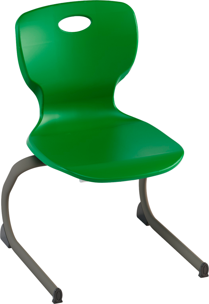 FIXED CHAIR WITH SLED FRAME OVAL TUBE MM.3.8x1.9 THICKNESS 1.8, BODY IN POLYPROPYLENE COLOR GREEN RAL6029 DIM.CM.41X41X38H (SIZE 4)