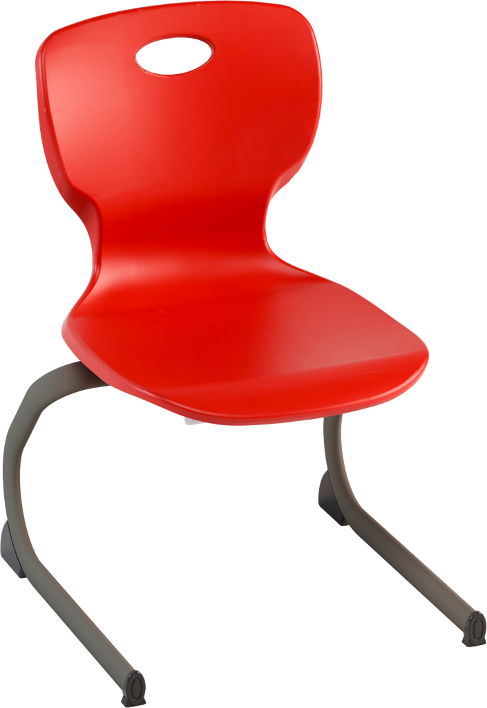 FIXED CHAIR WITH SLIDE FRAME OVAL TUBE MM.3.8x1.9 THICKNESS 1.8, BODY IN POLYPROPYLENE COL. RED RAL3013 DIM.CM.41X41X38H (SIZE 4)