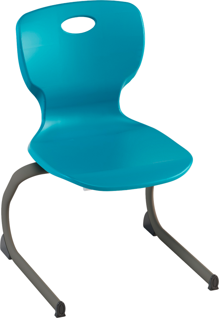 FIXED CHAIR WITH SLED FRAME OVAL TUBE MM.3.8x1.9 THICKNESS 1.8, POLYPROPYLENE BODY COLOR BLUE RAL5015 DIM.CM.41X41X43H (SIZE 5)