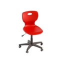 SWIVEL CHAIR GRAY STEEL BASE WITH 5 SPOKES ON WHEELS, ELEV.GAS (H.43/55) POLYPROPYLENE BODY COLOR RED RAL3013 DIM.42.5X46X43/55H CM