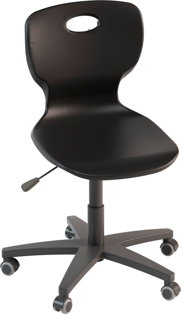 SWIVEL CHAIR GRAY STEEL BASE WITH 5 SPOKES ON WHEELS, ELEV.GAS (H.43/55) BLACK POLYPROPYLENE BODY DIM.42.5X46X43/55H CM