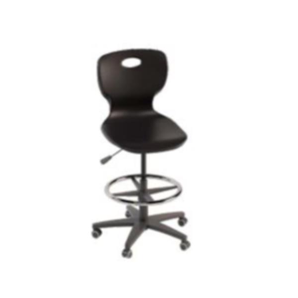 SWIVEL STOOL BASE AND FOOTREST IN GRAY NYLON, ELEVATED GAS, BODY IN BLACK POLYPROPYLENE DIM.42X46X40H CM, ELEVATING CM.61/87H