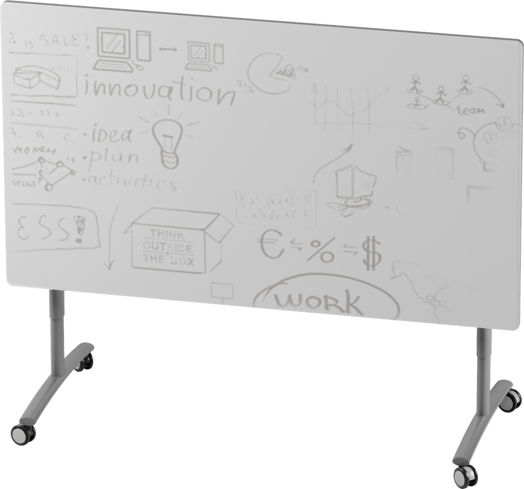 RIB TABLE ON WHEELS WRITABLE, ELEVATING PLATFORM DIM.CM.180X80X71.3/97.3H