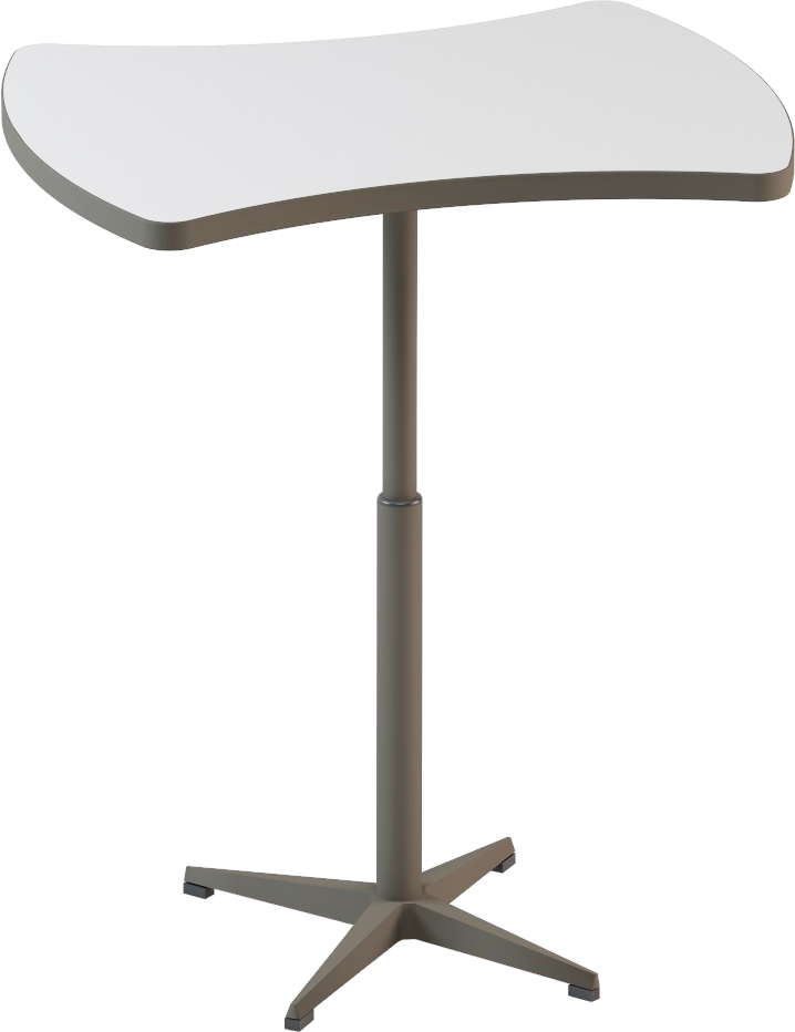 TAVOLINO MULTIUSO &quot;ORION&quot;                                                    STRUTTU. TUBO D'ACCIAIO CON BASE A STELLA, PIANO MDF                  25MM BIANCO REGOLABILE IN ALTEZZA DIM.CM.66X51 H.CM.47-70