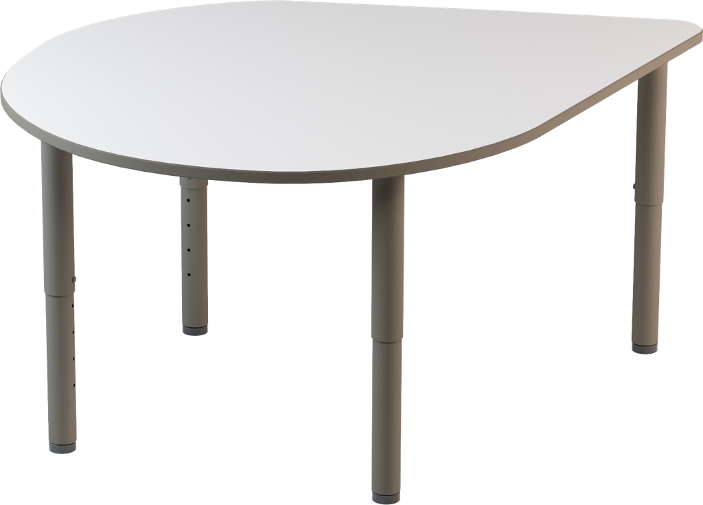 &quot;VELA&quot; TABLE SAG TOP DROP SHAPED MDF 25MM THICK PU EDGE, TELESCOPIC STEEL TUBE LEGS DIAM.65MM DIAM.CM.120X140X52/58/64/70/76H (SIZE 2- 6)