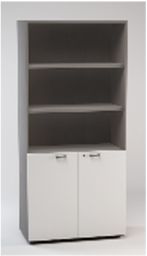 [LCBSW0D2] HIGH OPEN BOOKCASE. LOW WOODEN DOORS WITH LOCK. INF. DIM.CM.90X46,3X196,7H WHITE
