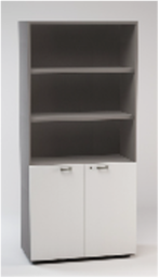 [LCBSW0D2C] HIGH OPEN BOOKCASE. LOW WOODEN DOORS WITH LOCK. INF. DIM.CM.90X46,3X196,7H COLORED