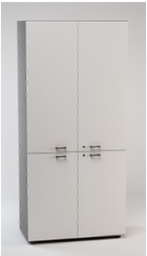 [LCBSW02D2-3] HIGH BOOKCASE 4 OVERLAPPING DOORS (LOWER LOWER) W/LOCK. DIM.CM.90X46,3X196,7H WHITE