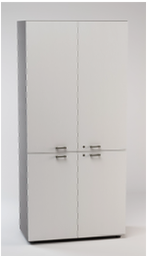 [LCBSW02D2-3] LIBRERIA ALTA 4 ANTE SOVRAPPOSTE (BASSE INFERIORI)C/SERR. DIM.CM.90X46,3X196,7H BIANCO