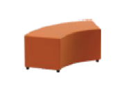 [PSDT35SPNI] PADDED BENCH CURVED 60°, COVERED IN COLORED LEATHER DIM. INT. SIDE CM.60 – EXT. SIDE CM.100x40x35h