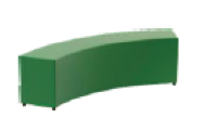 [PSDT50SPNI] PADDED BENCH CURVED 60°, COVERED IN COLORED LEATHER DIM. INT. SIDE CM.160 – EXT. SIDE CM.200x40x50h