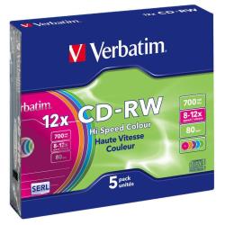 [43167/5] CD-RW 700MB 12X COLOR SLIM CASE 5PZ