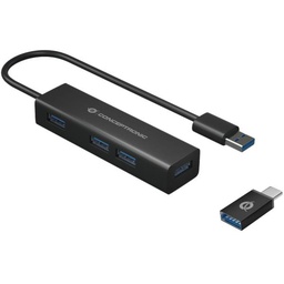 [HUBBIES06B] 4-PORTS USB 3.0 HUB WITH USB-C ADAP