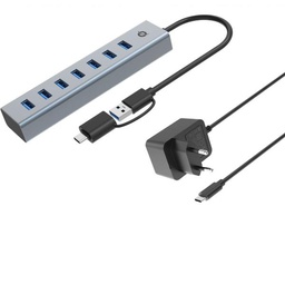 [HUBBIES21GP] 7-PORT USB 3.0 HUB WITH POWER ADAPT