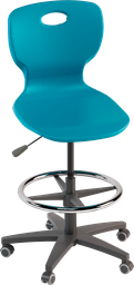 [VEGALS6182B] SWIVEL STOOL BASE AND FOOTREST IN GRAY NYLON, ELEVATED GAS, BODY IN BLUE RAL 5015 POLYPROPYLENE DIM.42X46X40H CM, ELEVATING CM.61/87H