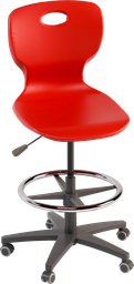 [VEGALS6182R] SWIVEL STOOL BASE AND FOOTREST IN GRAY NYLON, ELEV.GAS, BODY IN RED POLYPROPYLENE RAL3013 DIM.CM.42X46X40H, ELEVATING CM.61/87H