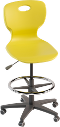[VEGALS6182Y] SWIVEL STOOL BASE AND FOOTREST IN GRAY NYLON, ELEV.GAS, SHELL IN YELLOW POLYPROPYLENE RAL1018 DIM.CM.42X46X40H, ELEVATING CM.61/87H